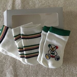 Baby ' White and Green Striped Socks Set